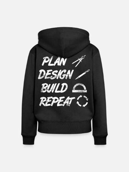 Architekt Routine - Frauen Premium Bio Zip Hoodie - Schwarz