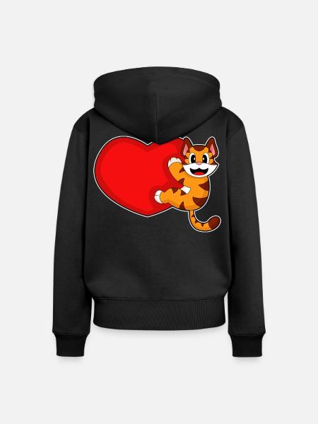 Tiger Herz - Frauen Premium Bio Zip Hoodie - Schwarz