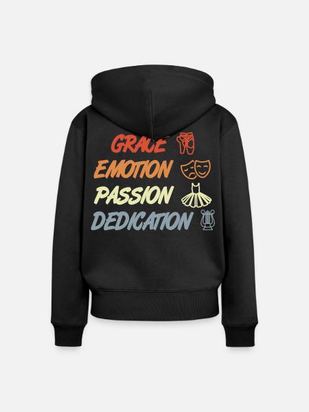 Grace Emotion Passion Dedication - Frauen Premium Bio Zip Hoodie - Schwarz