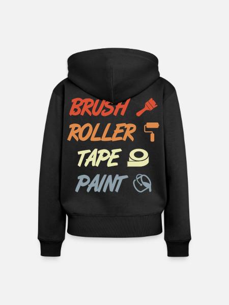 Brush Roller Tape Paint - Frauen Premium Bio Zip Hoodie - Schwarz