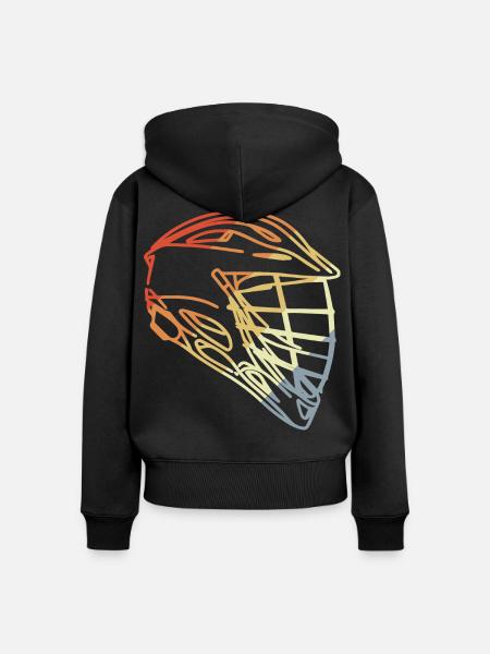 Lacrosse Helm Retro Stil - Frauen Premium Bio Zip Hoodie - Schwarz