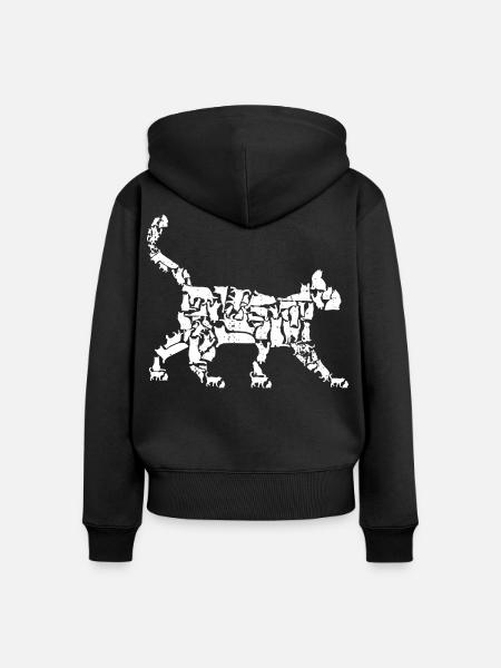 Katze Zeichnung - Frauen Premium Bio Zip Hoodie - Schwarz