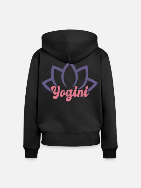 Coole Yogini - Frauen Premium Bio Zip Hoodie - Schwarz