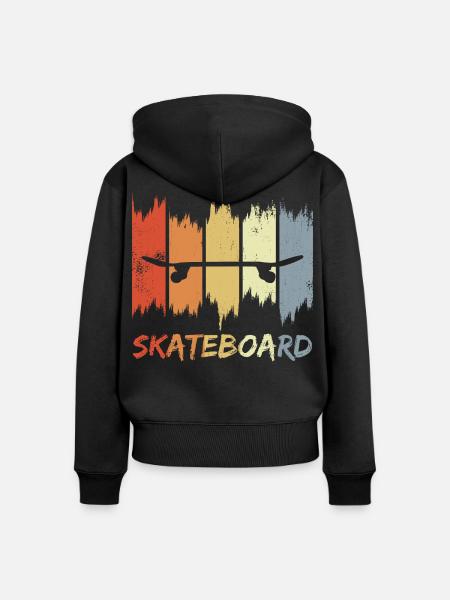 Skateboard Retro Look - Frauen Premium Bio Zip Hoodie - Schwarz