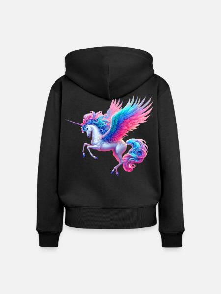Einhorn (02) - Frauen Premium Bio Zip Hoodie - Schwarz