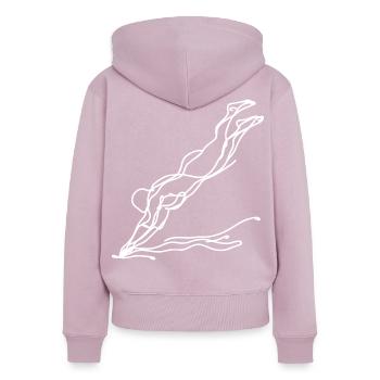 Schwimmer Mädchen Skizze - Frauen Premium Bio Zip Hoodie - Altrosa - Hinten - Julia (174cm)