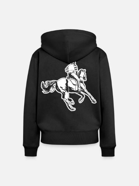 Reiter - Frauen Premium Bio Zip Hoodie - Schwarz