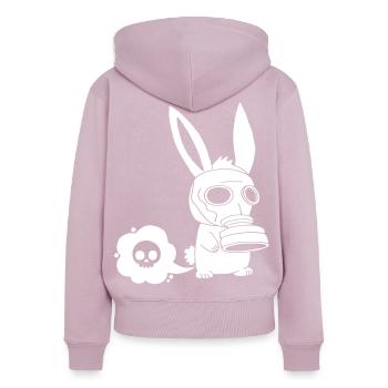 Weißes Kaninchen furzt - Frauen Premium Bio Zip Hoodie - Altrosa - Hinten - Julia (174cm)