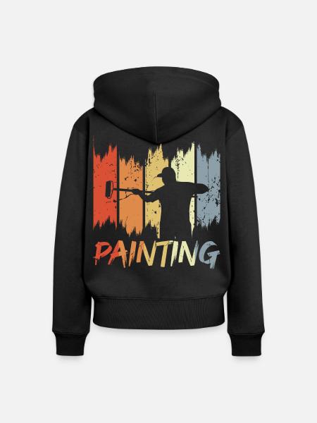 Retro Maler - Frauen Premium Bio Zip Hoodie - Schwarz