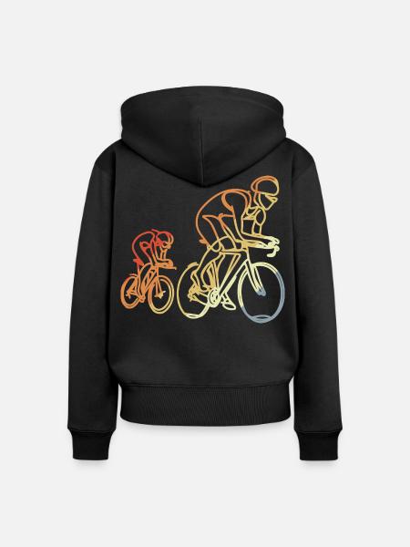 Rennrad Retro Stil - Frauen Premium Bio Zip Hoodie - Schwarz
