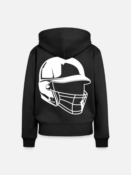 Baseball Helm Zeichnung - Frauen Premium Bio Zip Hoodie - Schwarz
