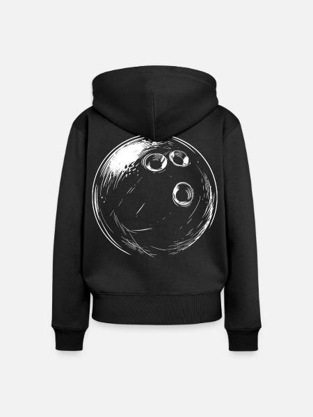 Bowlingkugel Zeichnung - Frauen Premium Bio Zip Hoodie - Schwarz