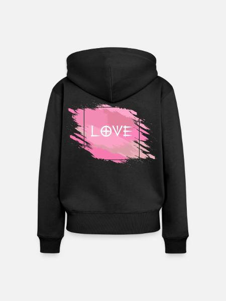LOVE - Frauen Premium Bio Zip Hoodie - Schwarz