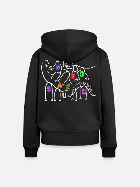 verschiedene Dinosaurier Dino Liniengrafik - Frauen Premium Bio Zip Hoodie - Schwarz