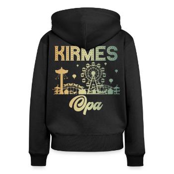 Kirmes Opa Jahrmarkt Rummel Volksfest - Frauen Premium Bio Zip Hoodie - Schwarz - Hinten - Julia (174cm)