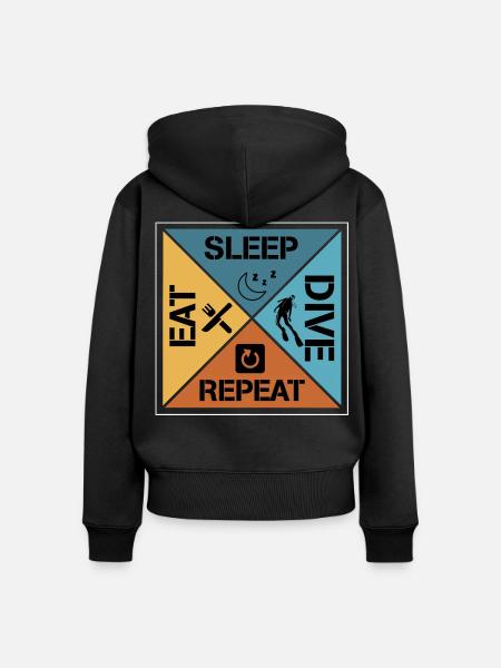 Eat sleep dive repeat - Frauen Premium Bio Zip Hoodie - Schwarz