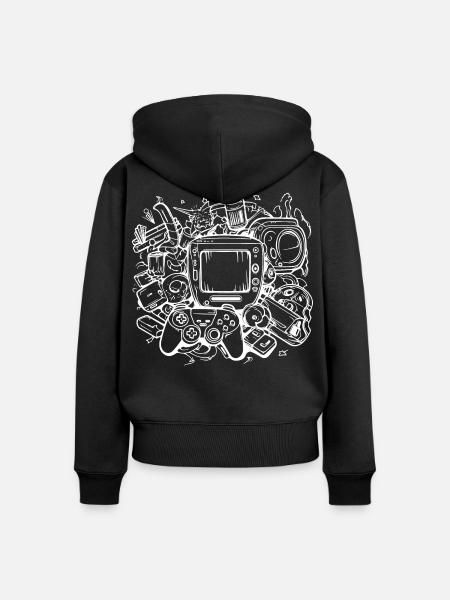 PC Gaming Grafik - Frauen Premium Bio Zip Hoodie - Schwarz