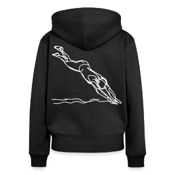 Schwimmliebhaber Skizze - Frauen Premium Bio Zip Hoodie - Schwarz - Hinten - Julia (174cm)