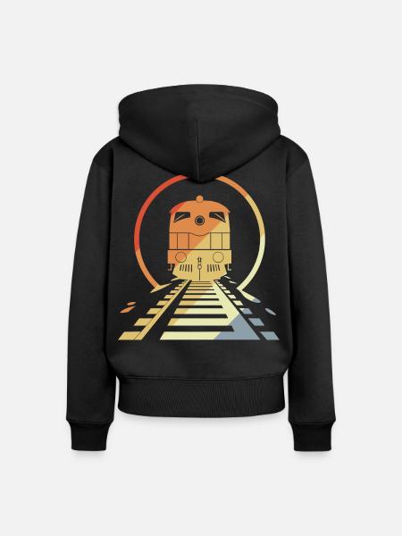 Retro Eisenbahn - Frauen Premium Bio Zip Hoodie - Schwarz