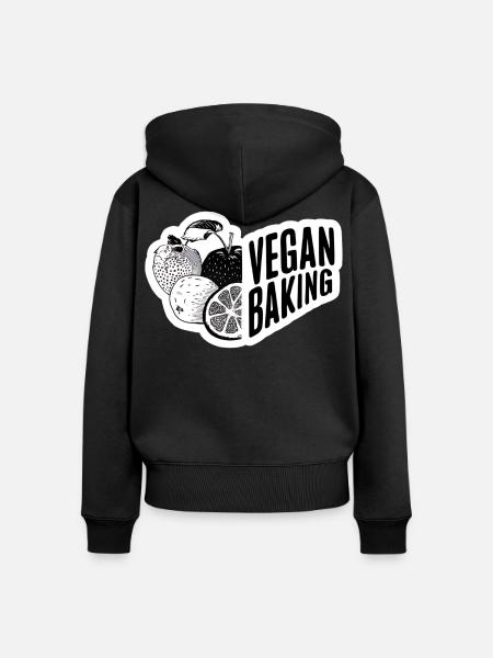 Vegan Backen Gesunde Küche - Frauen Premium Bio Zip Hoodie - Schwarz