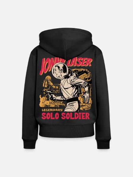 Jonny Laser Solo Soldat - Frauen Premium Bio Zip Hoodie - Schwarz