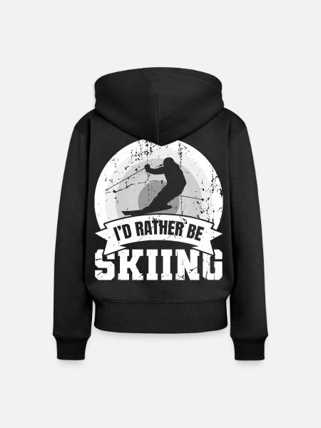 Lustiger Skifahrer Spruch - Frauen Premium Bio Zip Hoodie - Schwarz