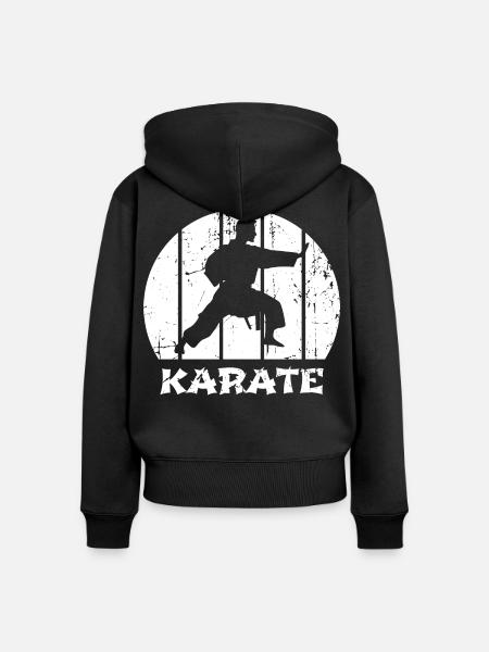 Karateka - Frauen Premium Bio Zip Hoodie - Schwarz