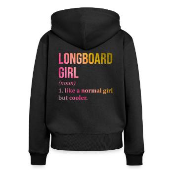Longboarder Longboarder Longboarder - Sweat à capuche zippé Premium bio Femme - noir - Dos - Julia (174cm)