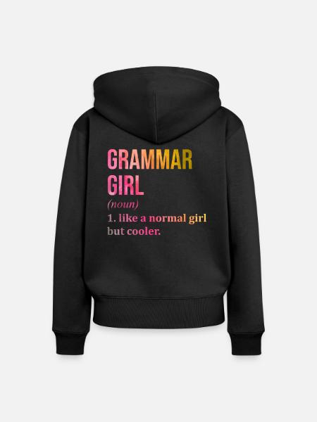 Grammatik Grammatik Grammatik - Frauen Premium Bio Zip Hoodie - Schwarz
