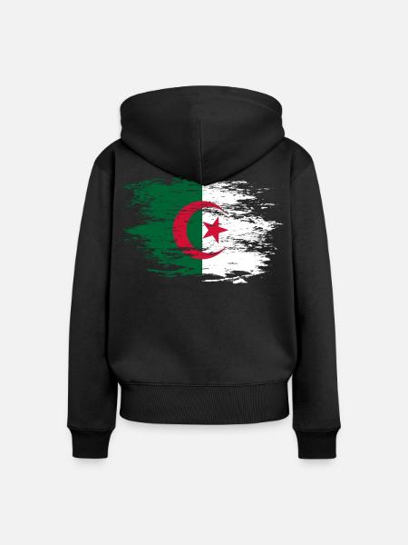 Algerien Flagge used - Frauen Premium Bio Zip Hoodie - Schwarz