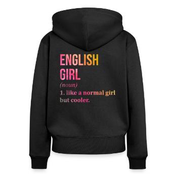 England - Women's Premium Organic Zip Hoodie - black - Back - Julia (174cm)