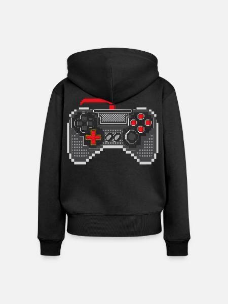 Gamepad Pixel Kunst - Frauen Premium Bio Zip Hoodie - Schwarz