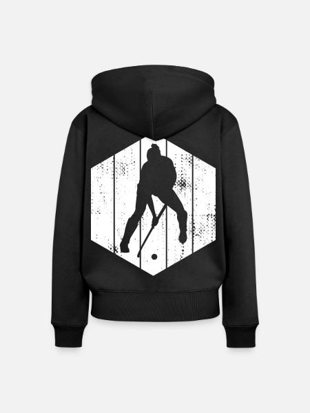 Hockey Spieler Skizze - Frauen Premium Bio Zip Hoodie - Schwarz