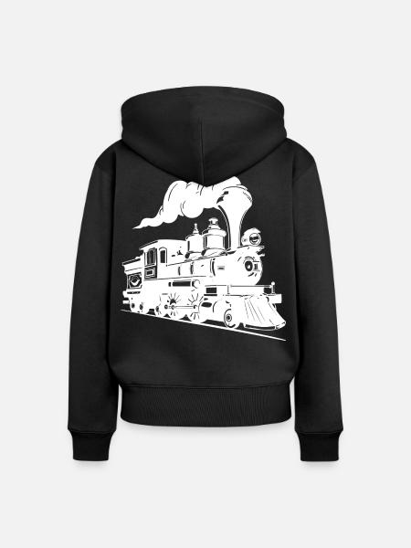 Dampflokomotive Grafik - Frauen Premium Bio Zip Hoodie - Schwarz