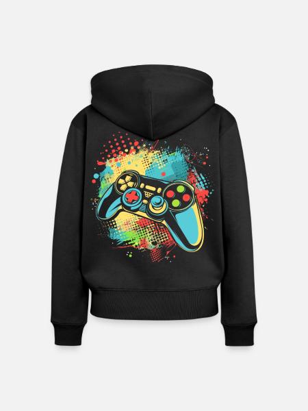 Gamepad - Frauen Premium Bio Zip Hoodie - Schwarz