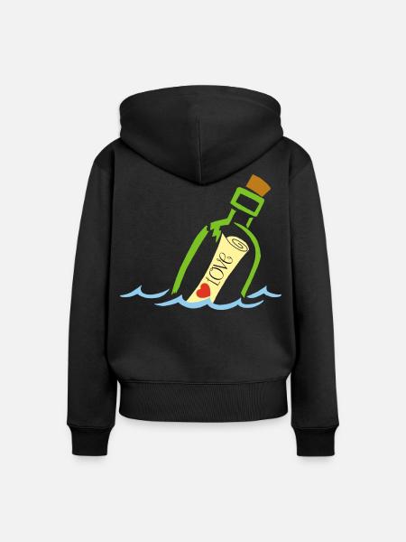 Eine Flasche im Meer - Frauen Premium Bio Zip Hoodie - Schwarz