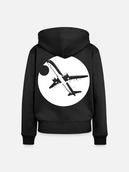 Flieger Zeichnung - Frauen Premium Bio Zip Hoodie - Schwarz