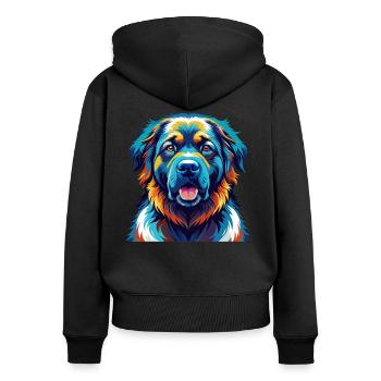 Chien de berger caucasien Race Dessin animé Kawaii - Sweat à capuche zippé Premium bio Femme - noir - Dos - Julia (174cm)