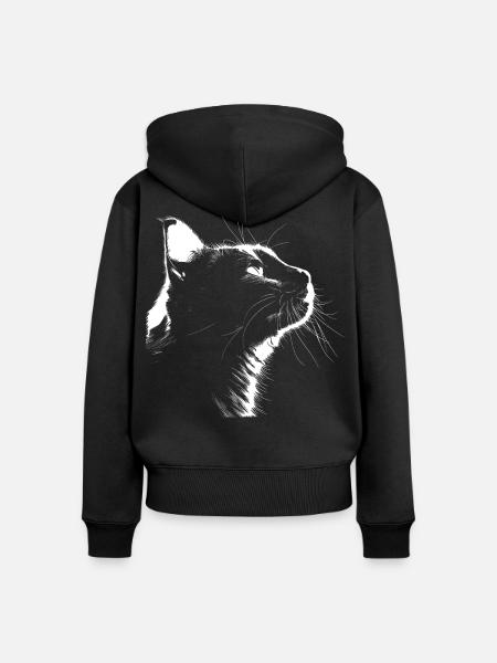 Silhouette Katze - Frauen Premium Bio Zip Hoodie - Schwarz