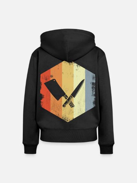 Metzger Hackbeil Skizze - Frauen Premium Bio Zip Hoodie - Schwarz