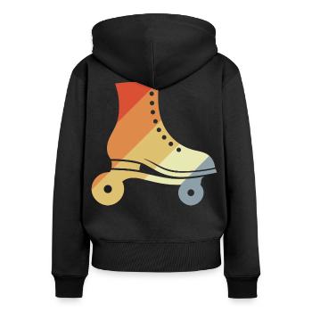 Vintage Roller Skates - Frauen Premium Bio Zip Hoodie - Schwarz - Hinten - Julia (174cm)