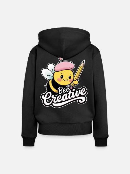 kreative Biene Bee be creative - Frauen Premium Bio Zip Hoodie - Schwarz