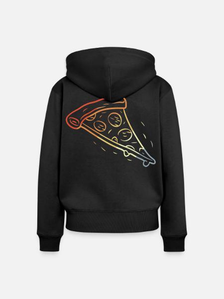 Retro Pizza Scheibe Skizze - Frauen Premium Bio Zip Hoodie - Schwarz