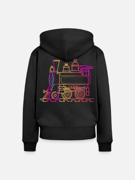 Eisenbahn Comic - Frauen Premium Bio Zip Hoodie - Schwarz