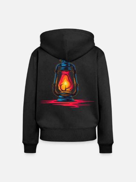 Laterne Steamwave - Frauen Premium Bio Zip Hoodie - Schwarz