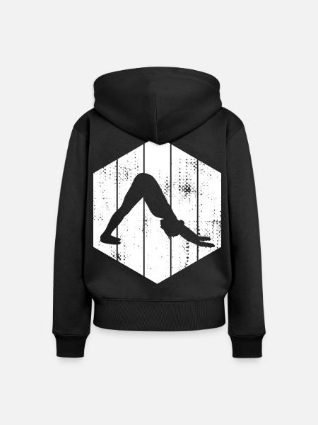 Yogini Skizze - Frauen Premium Bio Zip Hoodie - Schwarz