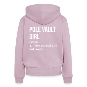 Stabhochsprung - Frauen Premium Bio Zip Hoodie - Altrosa - Hinten - Julia (174cm)