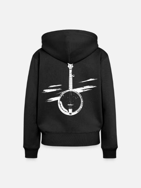 Banjo Skizze - Frauen Premium Bio Zip Hoodie - Schwarz