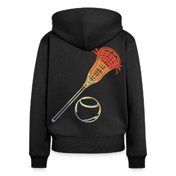 Lacrosse Vintage Look - Women's Premium Organic Zip Hoodie - black - Back - Julia (174cm)