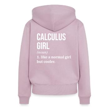 calcul - Sweat à capuche zippé Premium bio Femme - rose poudré - Dos - Julia (174cm)